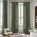 Extended Curtain Olive Green Linen Sheer Curtains by Nanspring