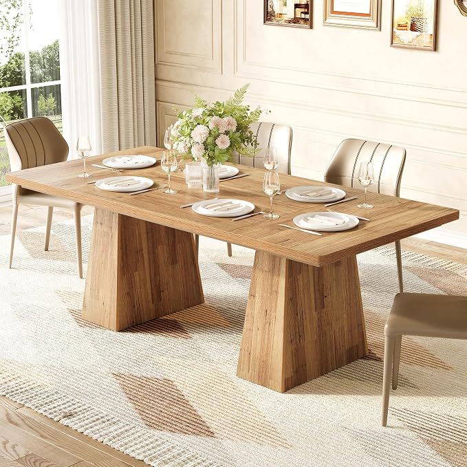 LITTLE TREE Dining Table for 6 People, Wooden Dining Table, Rectangle Table - Image 5