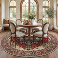 RELEANY Area Rugs Round 7ft Washable Non-Slip, Floral Vintage Distress Print by RELEANY