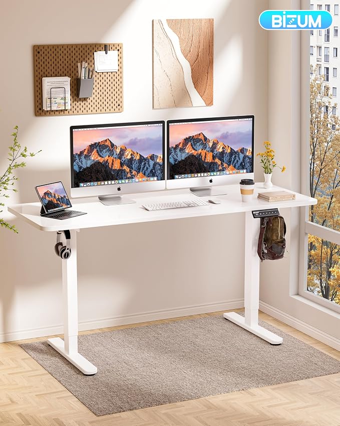 BIZUM Electric Standing Desk 60 x 24 Inch Computer Desk-Gaming Desk White Home - Image 2