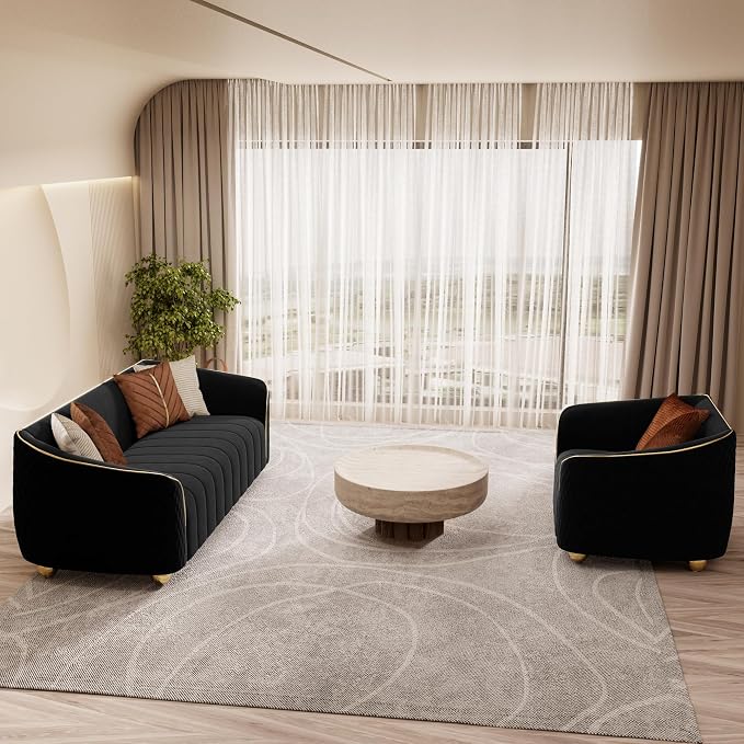 2-Piece Luxury Velvet Sofa Set for Living Room, Elegant Design Couch Set - Image 4