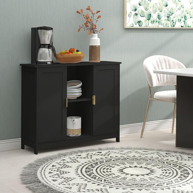 TaoHFE Black Buffet Cabinet, Modern Narrow Sideboard Buffet Cabinet Wooden Side - Image 8