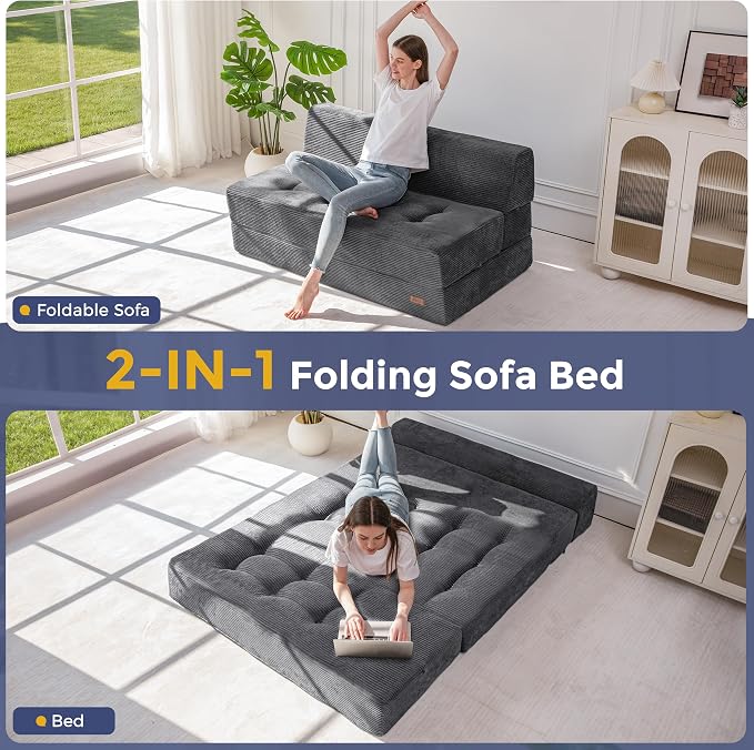 MAXYOYO 8" Folding Sofa Bed, Fold Out Chair Bed Sleeper Chair, Convertible - Image 3