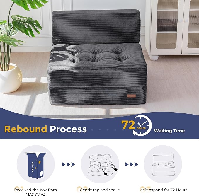 MAXYOYO 8" Folding Sofa Bed, Fold Out Chair Bed Sleeper Chair, Convertible - Image 8
