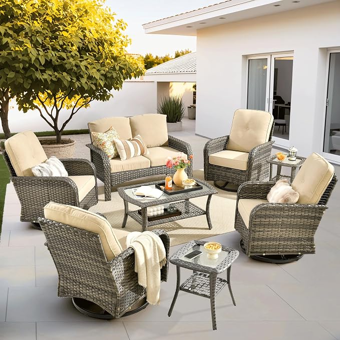 ovios 8-Piece Patio Furniture Set, Outdoor Wicker Sofa by OVIOS