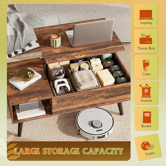 WLIVE Coffee Table with Storage & Lifting Top - Image 5
