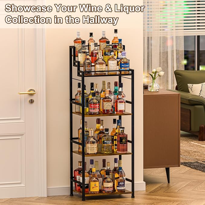 6-Tier Liquor Cabinet for Home Bar, Freestanding Stepped Wine Rack - Image 6