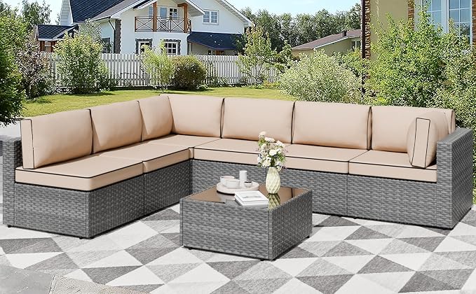 Shintenchi 7 Pieces Outdoor Patio Furniture Sets, Patio Sectional Sofa Couch by Shintenchi%7CFurnitureMadeforRealLife