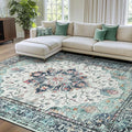 RELEANY Area Rugs 7'x10' Washable Non-Slip, Floral Vintage Distress Print by RELEANY