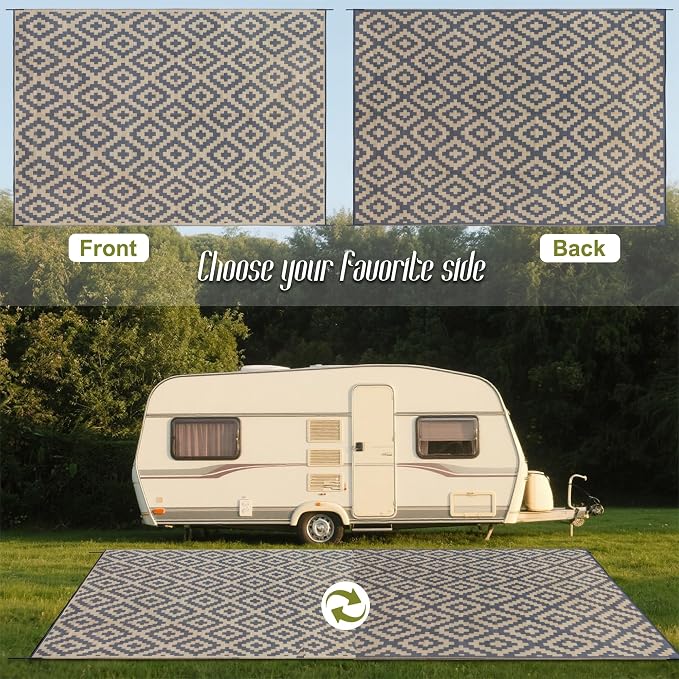 SAND MINE Reversible Mats, Plastic Straw Rug, Modern Area Rug, Large Floor Mat - Image 3