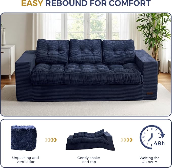 MAXYOYO Oversized Loveseat Sofa Couch, Upholstered Bean Bag Chair Cloud 3-Seat - Image 6