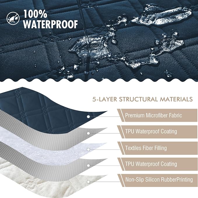 Genina Waterproof Couch Cover, Washable Anti-Slip 78inch Sofa Covers - Image 4