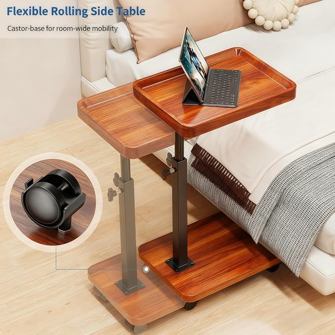 C Table End Table Adjustable Height, 360°Swivel TV Tray Table - Image 4