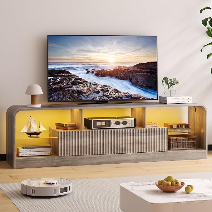 TV Stand for 60/65/70 Inch TVs, Modern Curved TV Console - Image 7