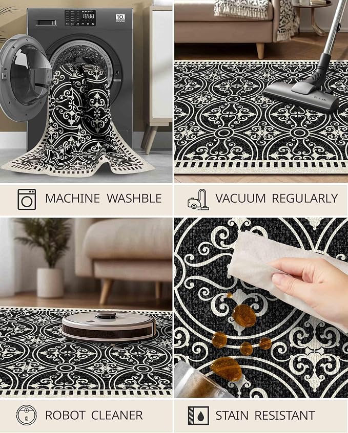 Latte&Fog 8x10 Area Rugs for Living Room, Large Vintage Washable Rug, Boho Non - Image 6