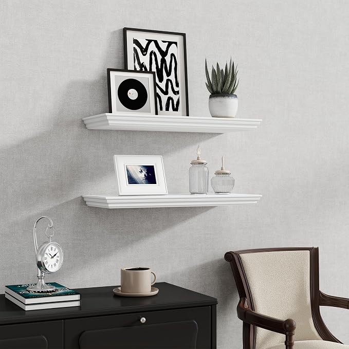 Fun Memories Floating Shelves 24 Inch Long, 9.3 Inch Deep Classic Crown Molding - Image 7