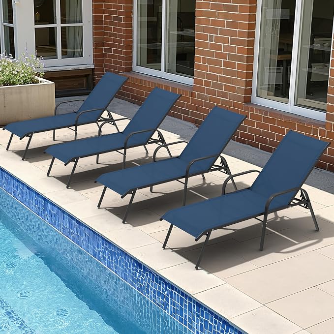Crestlive Products Outdoor Chaise Lounge Chair, 5-Position Pool Lounge Chairs - Image 9