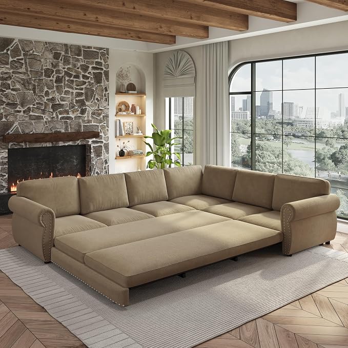 118" L-Shaped Sleeper Couch Bed - Image 8