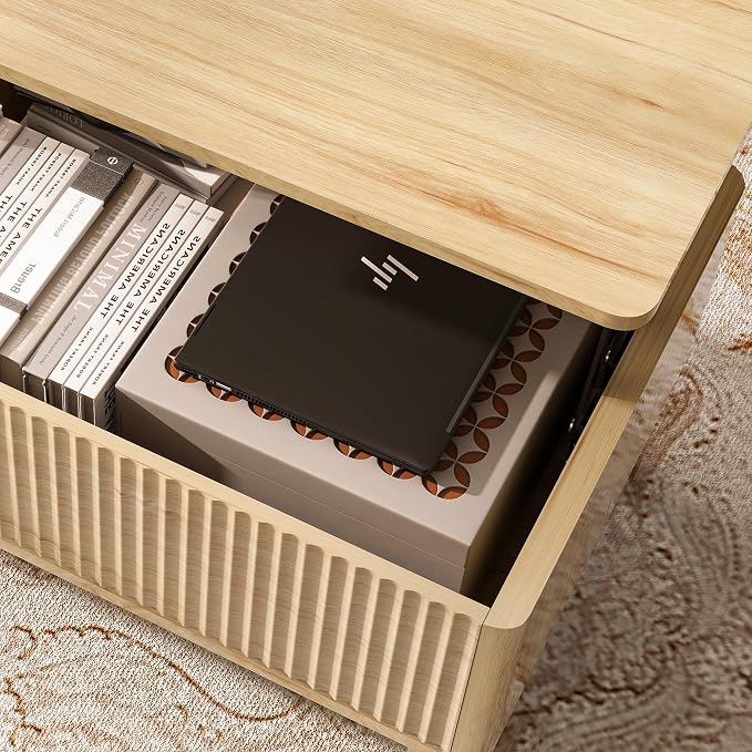 LYNCOHOME Fluted Lift Top Coffee Table - Image 7