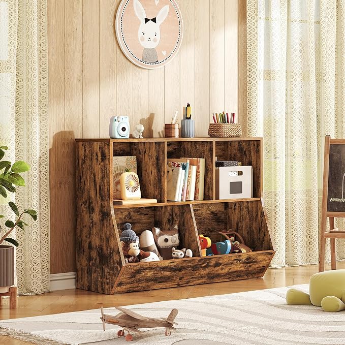 HOOBRO Kids Bookshelf, Bookcase Footboard, Toy Storage Cubby, Children's Toy - Image 2