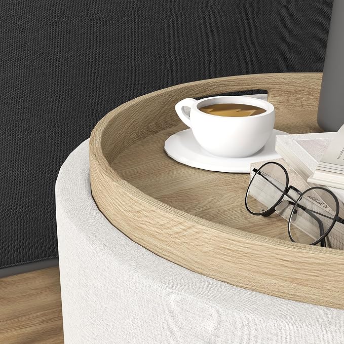 HOMCOM Round Storage Ottoman - Image 9