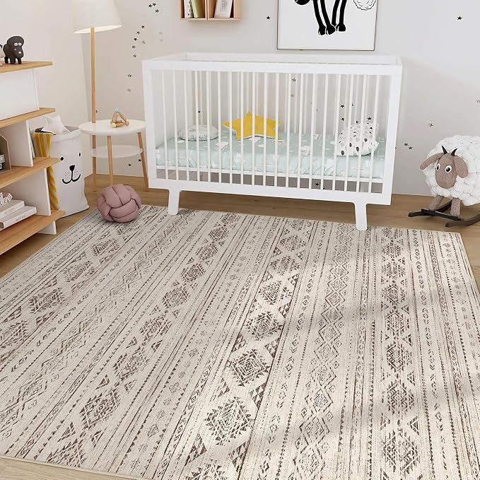 Nakagishi 10x14 Area Rugs Living Room: Washable Boho Large Neutral Soft - Image 7