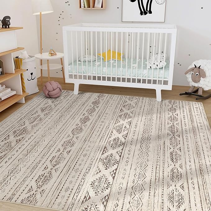 Nakagishi Area Rug Living Room Rugs: 5x7 Washable Boho Large Neutral Farmhouse - Image 8
