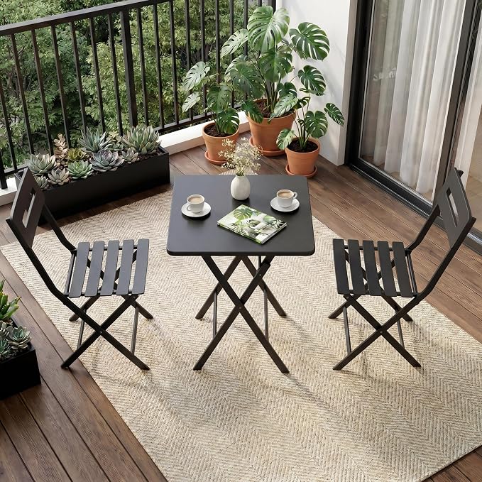 GarveeTech 3-Piece Folding Bistro Set, Heavy Duty Outdoor Patio Furniture - Image 8