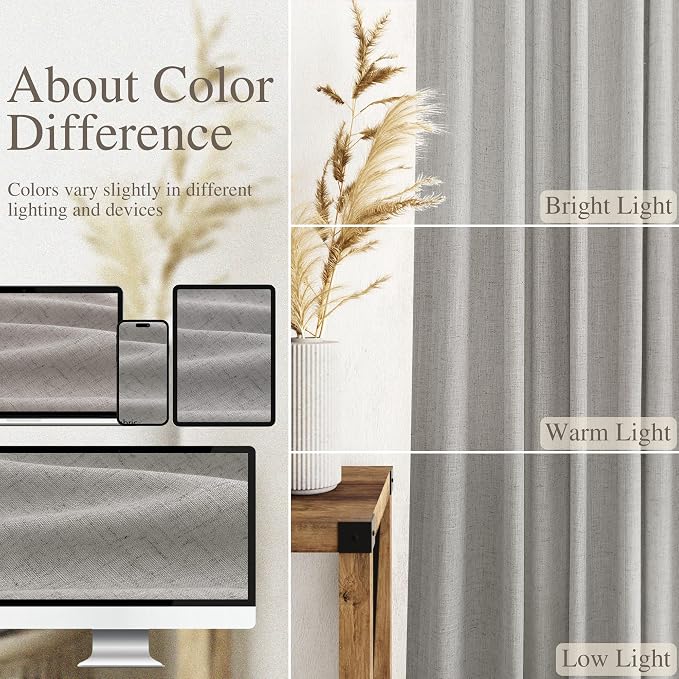 Nanspring Light Gray Linen Curtains 90 Inches Long - Image 3
