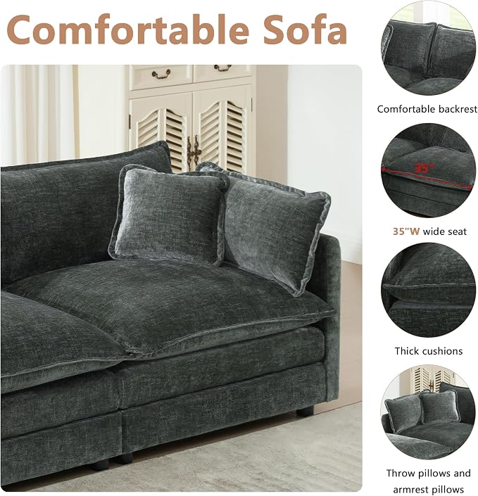 mikibama Modular Sectional Sofa, 111.5 Inch U Shaped Couch Set - Image 4