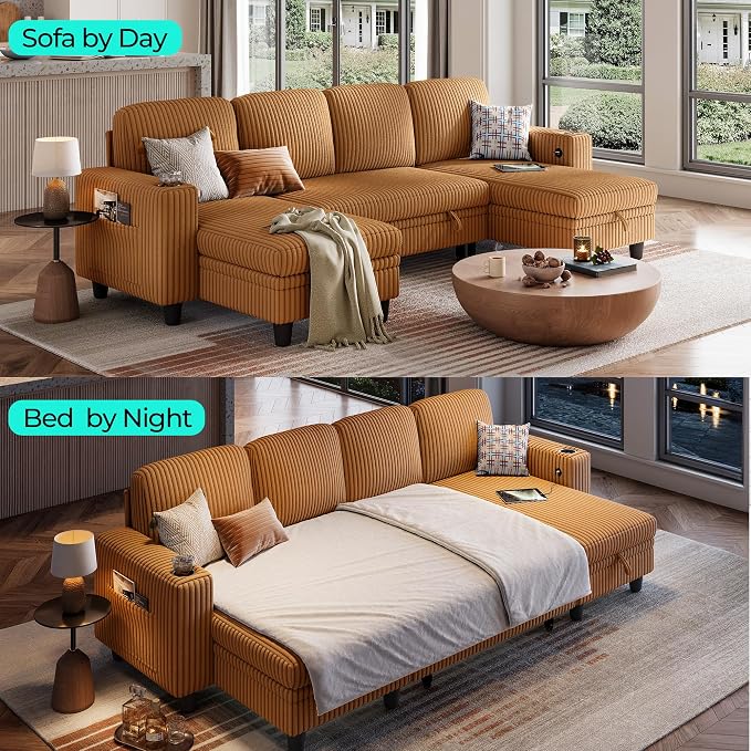 LINSY HOME Sectional Sleeper Sofa Pull Out Couches - Image 3