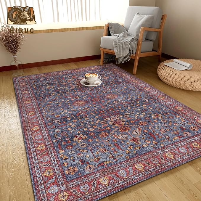 Washable Area Rug 4' x 6' Vintage Traditional Persian Mat - Image 4