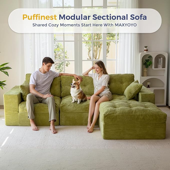 MAXYOYO 104" L Shaped Modular Sectional Sofa - Image 3