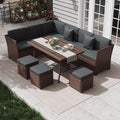 KIGOTY 7 Piece Patio Furniture Set, Outdoor PE Wicker Rattan Outdoor Dining Set by KIGOTY