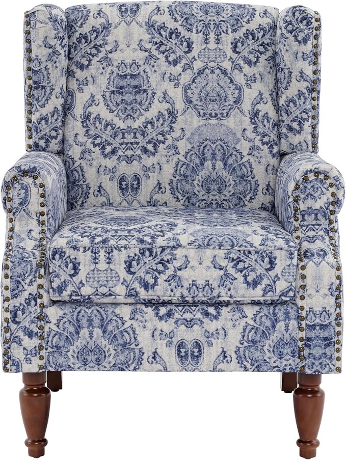 Pia Ricco Set of 2 Floral Accent Chairs, High Back Upholstered Armchairs - Image 6