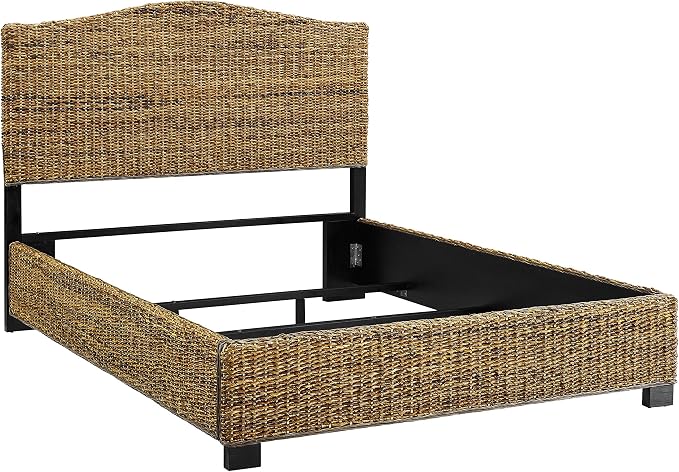 Crosley Furniture Serena Bed, Handwoven Natural Fiber Rattan Headboard and - Image 5