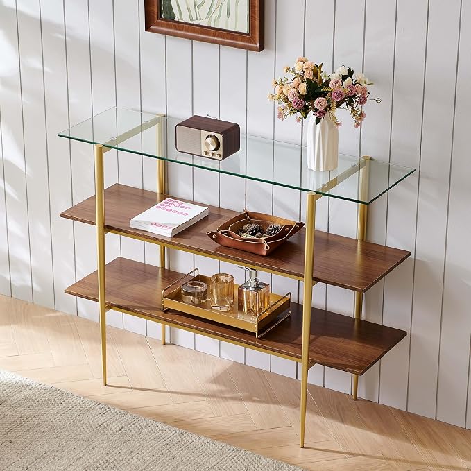 LumFurn Glass Console Table for Living Room, Foyer & Entrance, H41 x W14 x by LumFurn
