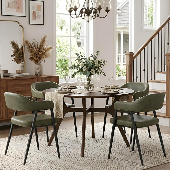 HNY Modern Dining Room Arm Chairs Set of 2, Open-Back Kitchen Side Chairs - Image 3
