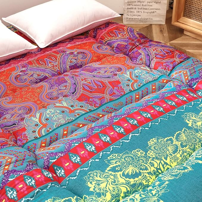 MAXYOYO Bohemian Futon Floor Mattress Boho Floral Style Japanese Tatami Mat - Image 3