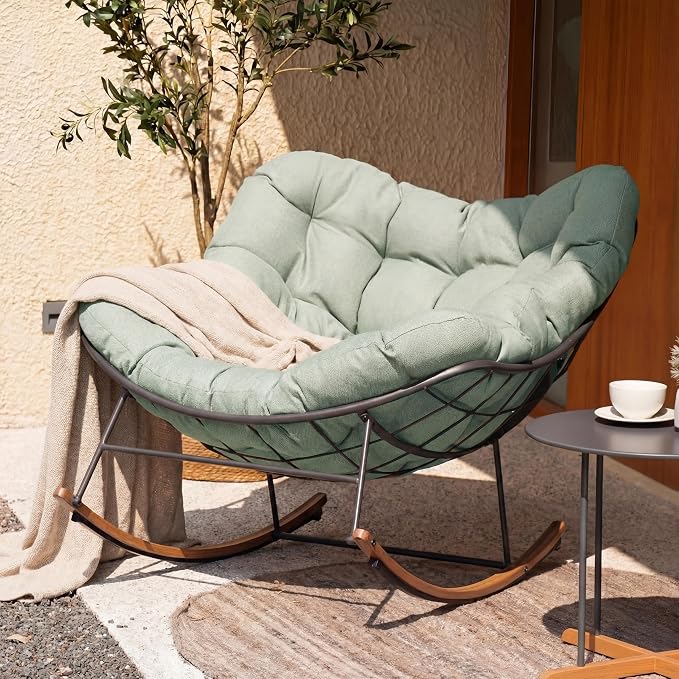 Grand patio Outdoor Rocking Chair, E-Coated Modern Cozy Lounge Rocker Chair by GrandPatio