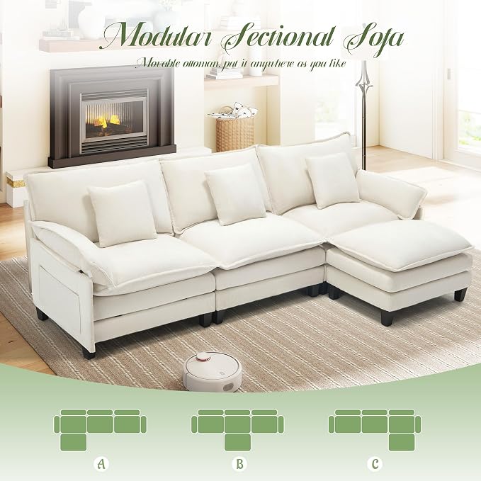 Cloud Couch, Deep Seat Couches for Living Room, Bedroom and Apartment, L Shaped - Image 6