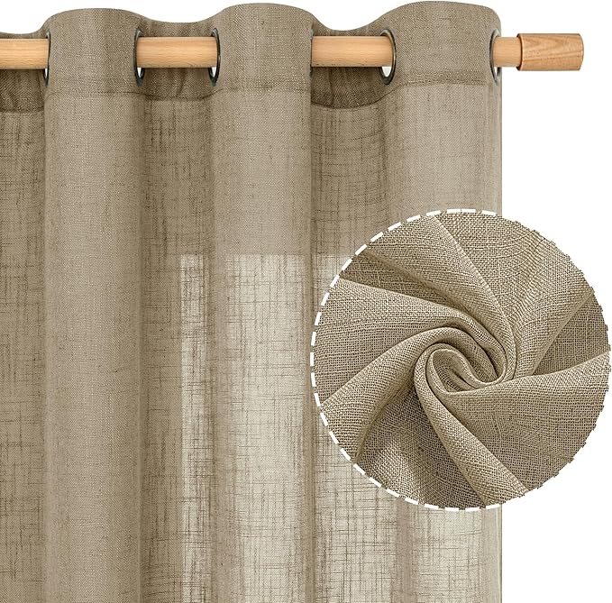 LAMIT Taupe Short Linen Curtains - Image 2