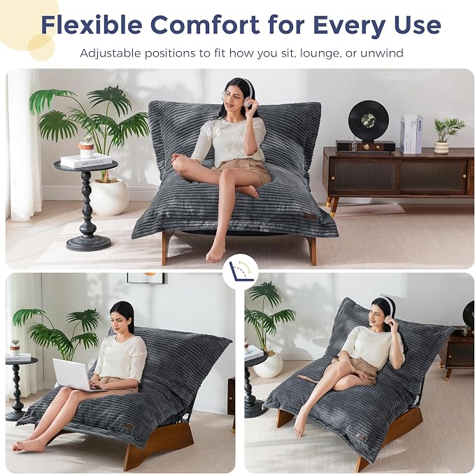 MAXYOYO Adjustable Living Room Chair, Convertible Bean Bag Chair & Recliner - Image 5