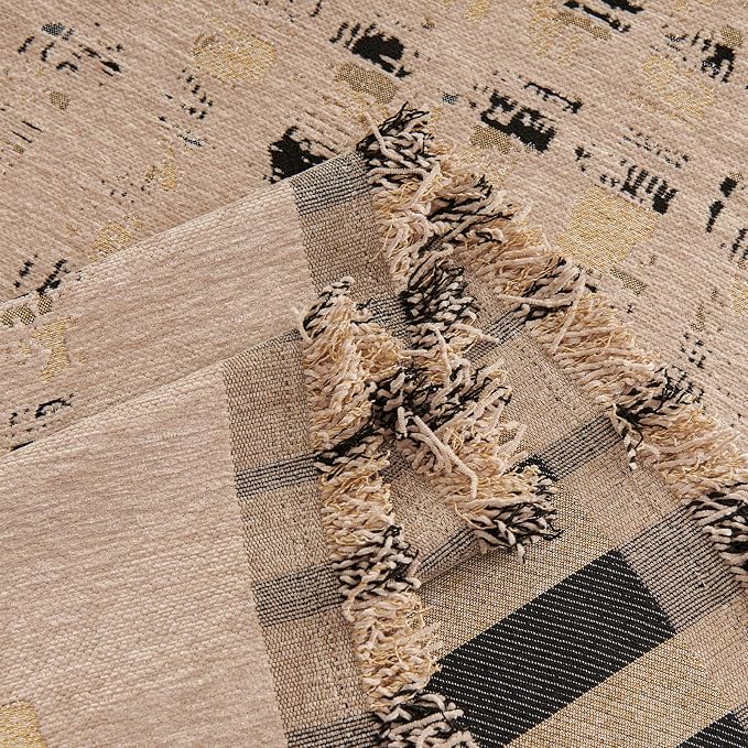 DREAMINGO Abstract Chenille Couch Cover Blanket Coffee Black Boho Sofa Cover - Image 5