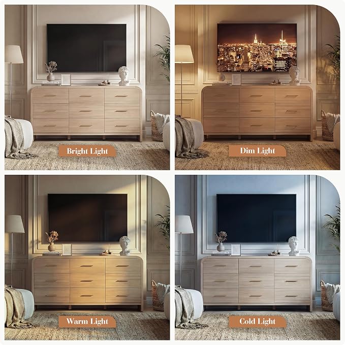 Curved 9-Drawer Dresser for Bedroom, Vanity Desk TV Stand for Living Room - Image 4