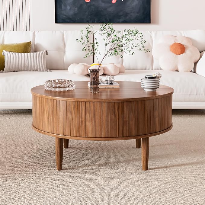 Round Fluted Lift Top Coffee Table - Image 7