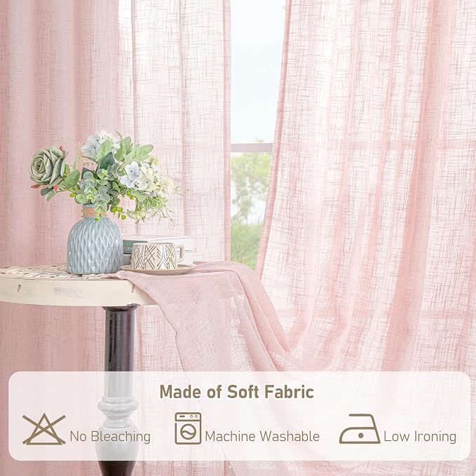 LAMIT 72 inch Pink Linen Curtains - Image 8