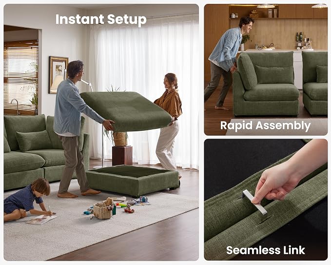 CHIC HOUSE Module for Modular Oversized Couch, Corduroy Customizable Chaise - Image 6