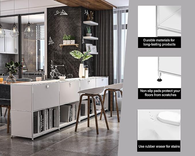 Metal Sideboard with 2 Flap Doors, DIY Modern Home Furnishing, Foyer - Image 5