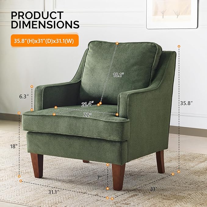 VINGLI Mid-Century Modern Accent Chairs Set of 2 - Image 2